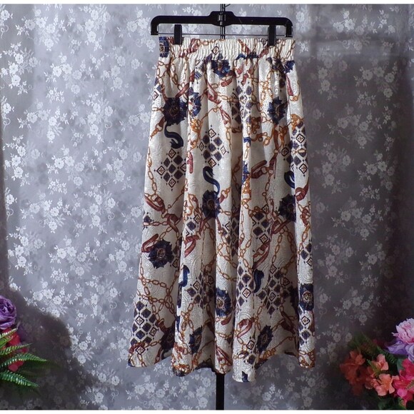 Vintage 80s Skirt 1980s Midi A-Line Preppy Old Money Coastal Chic Size Medium - Picture 2 of 5